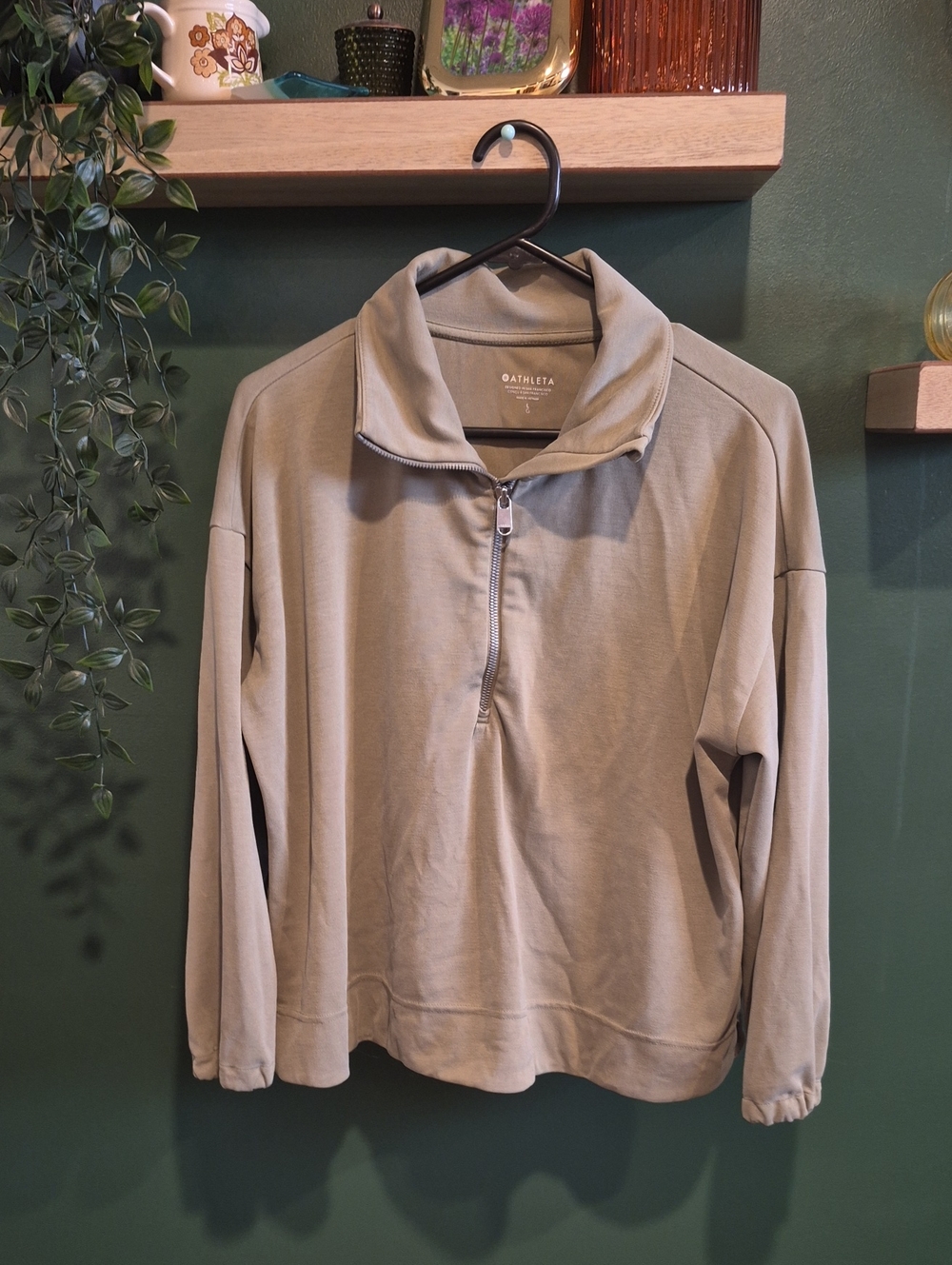 Athleta Olive Half-Zip Pullover